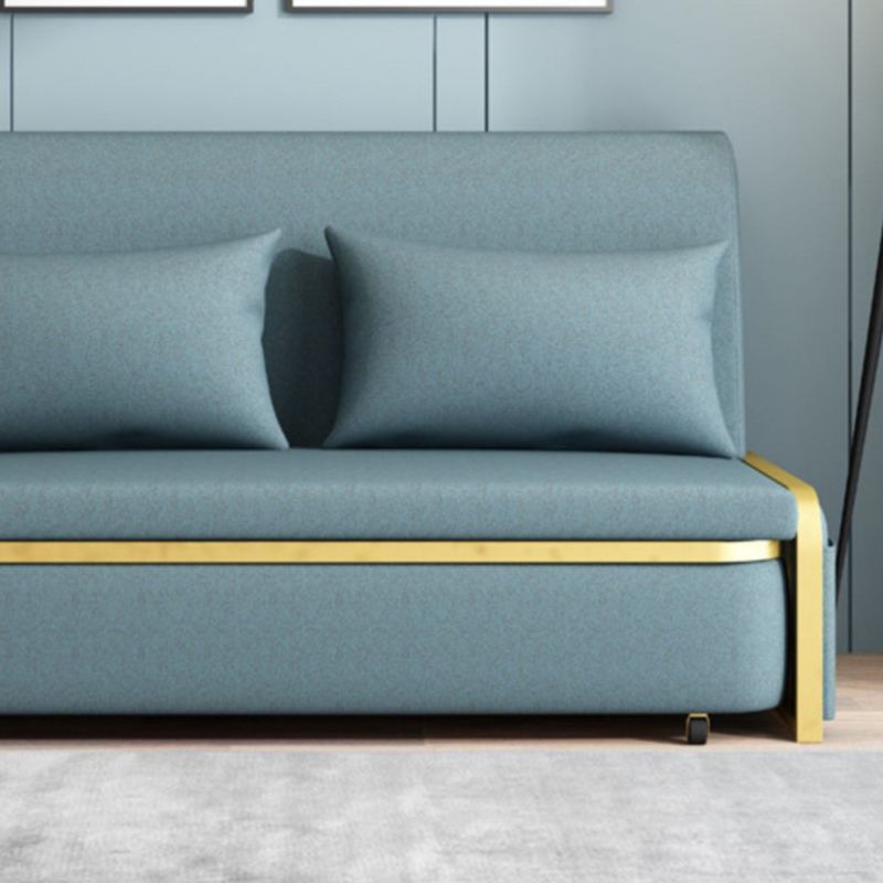 Green Sleeper Sofa Glam Style Foldable Faux leather Sofa Bed