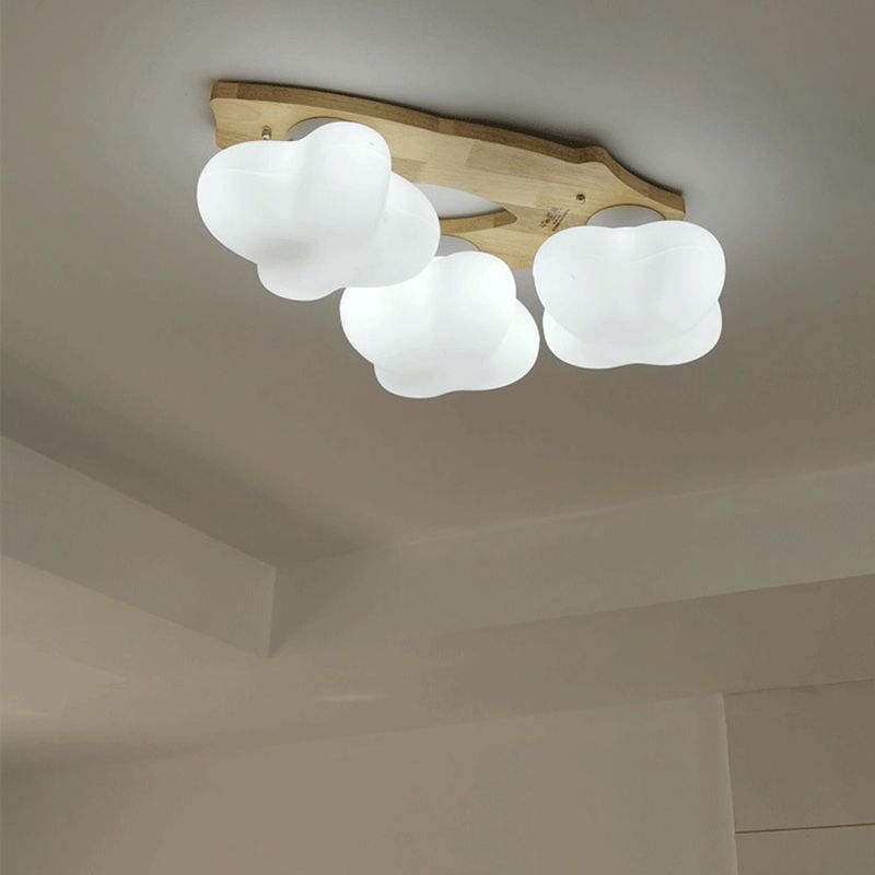 Geometric Shape Glass Flush Light Modern Style Multi Lights Flush Mount Fixture in Brown