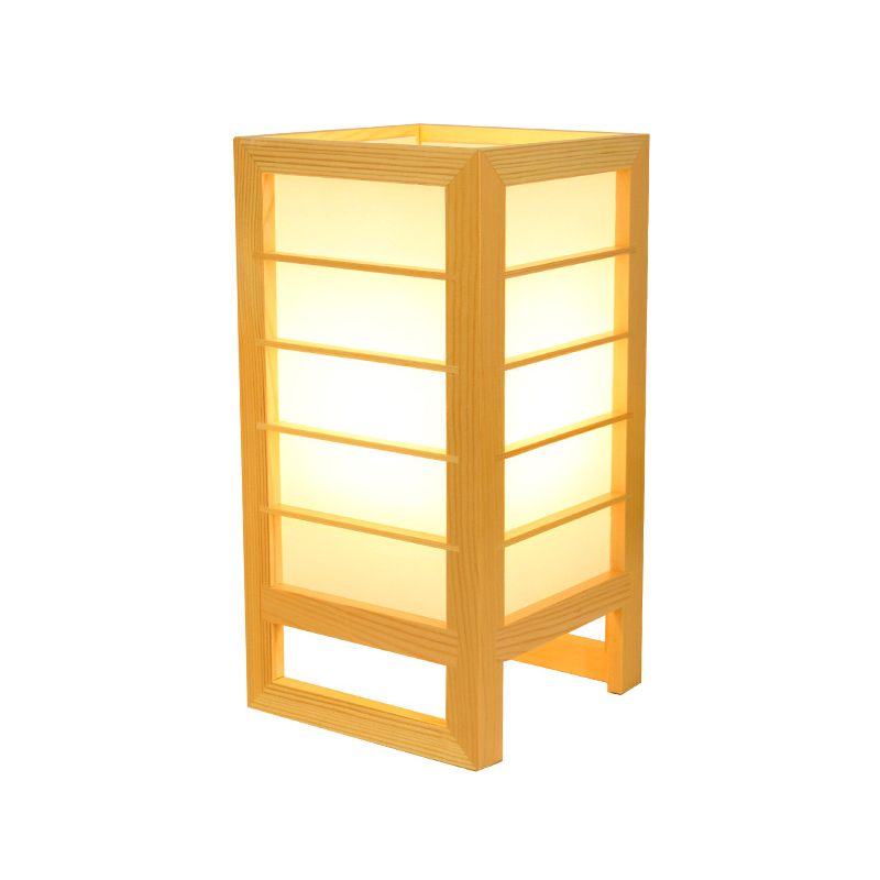 1 Studio della testa Lighting lampada di lettura beige giapponese con tonalità rettangolare in legno