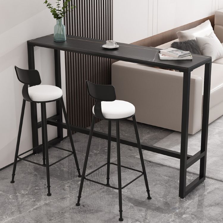 Indoor Stone and Steel Bar/Dinette Table Rectangle Industrial Trestle Bistro Bar Desk