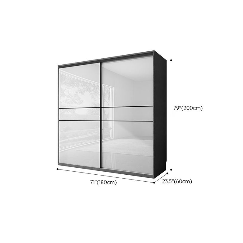 Glossy White Manufactured Wood Storage Cabinet Modern Cabinet with Sliding Doors