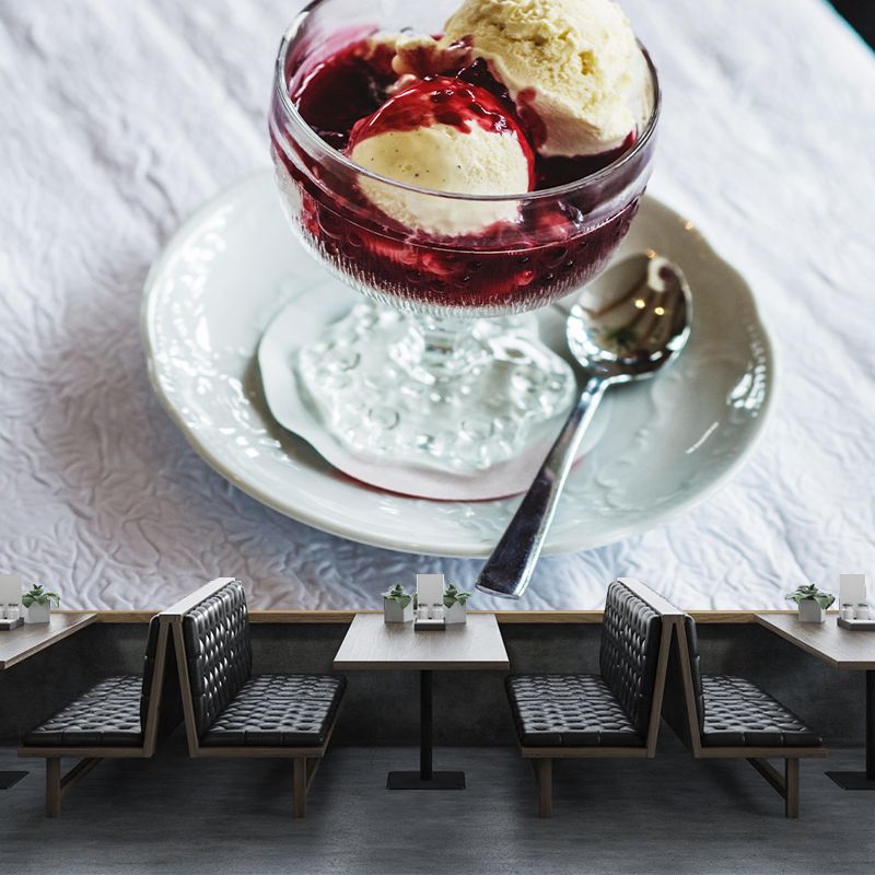 Ice Cream Photography Dessert Mural Wallpaper Mildew Resistant for Cream Shop