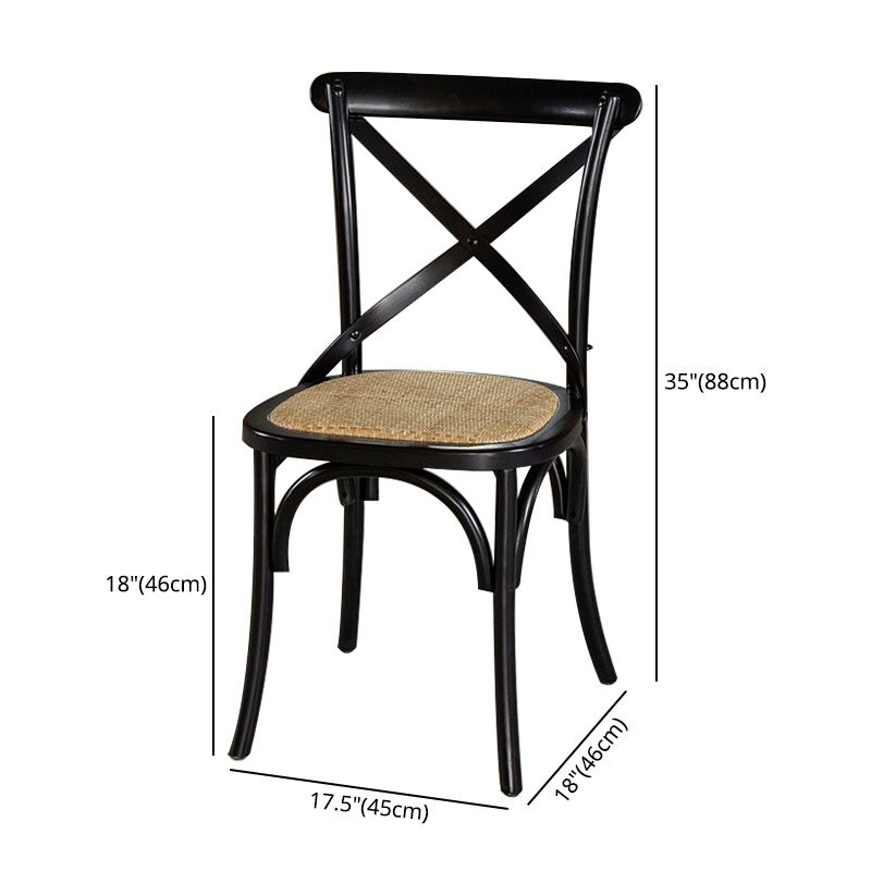 Chaise de salle à manger sans bras de style campagnard en bois courbé de hêtre avec dossier croisé