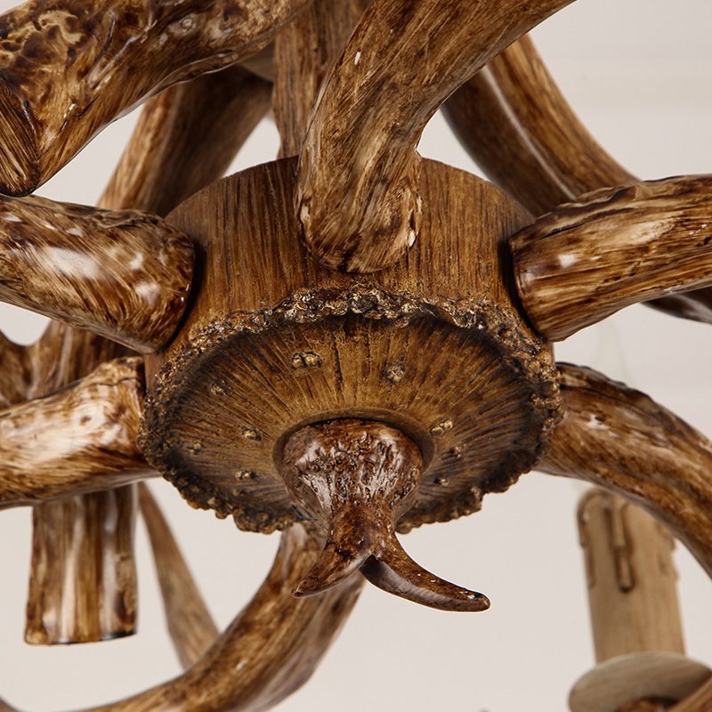 Resin Chandelier Lighting Fixture Deer Antler Traditional Chandelier Lighting for Restaurant