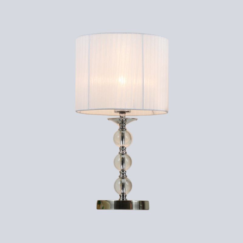 Lampe de travail en tissu Sphere Lampe de table de chevet moderniste en cristal taillé à la main à 1 ampoule en blanc