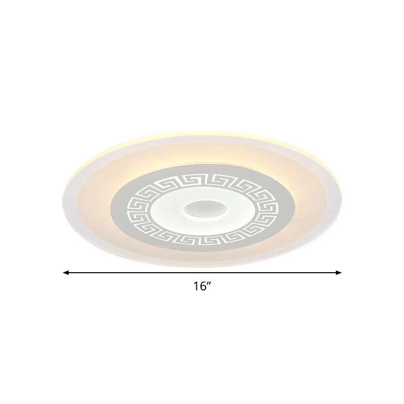 Lámpara empotrada LED de disco blanco de 16 "/19,5"/23,5 "W montaje empotrado de techo acrílico ultrafino de estilo chino en luz blanca/cálida