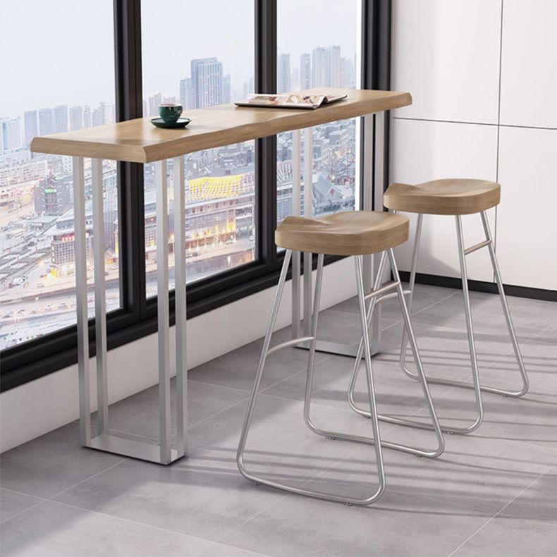 Modern Rectangle Solid Wood Bar Table Set 1/3/5 Pieces Counter Table with Backless Stools