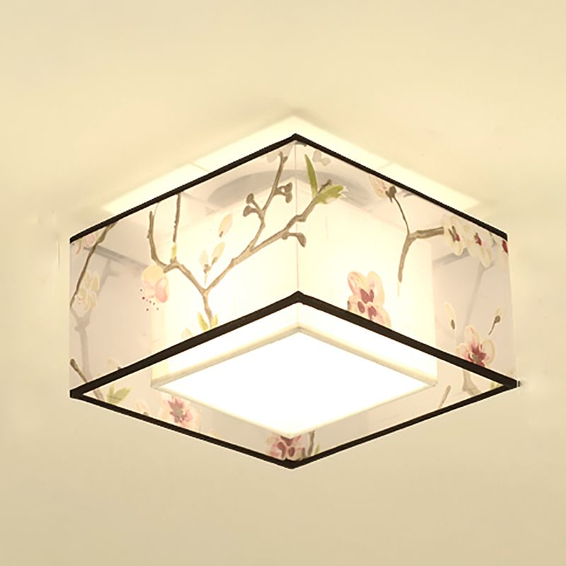 Plafonniers encastrés de style chinois avec éclairage de montage au plafond avec abat-jour en tissu
