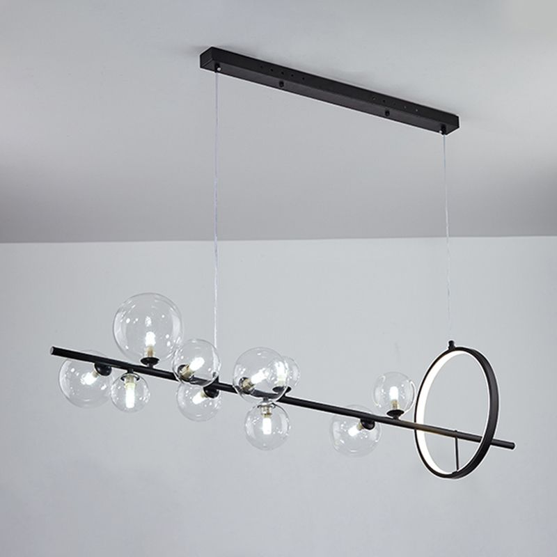 Ideas modernas de iluminación de la isla de vidrio transparente lámpara lineal lámpara de araña lineal para el comedor