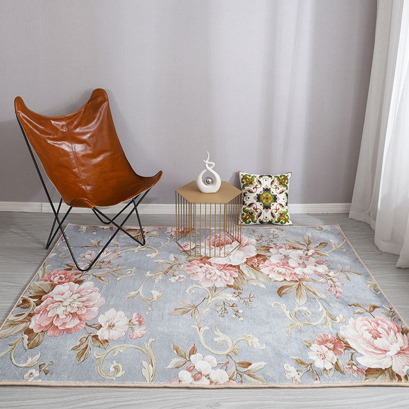 Esthetic Watercolor Print Rug Multi-Color Modern Area Rug Polyester Washable Non-Slip Backing Stain Resistant Rug for Drawing Room