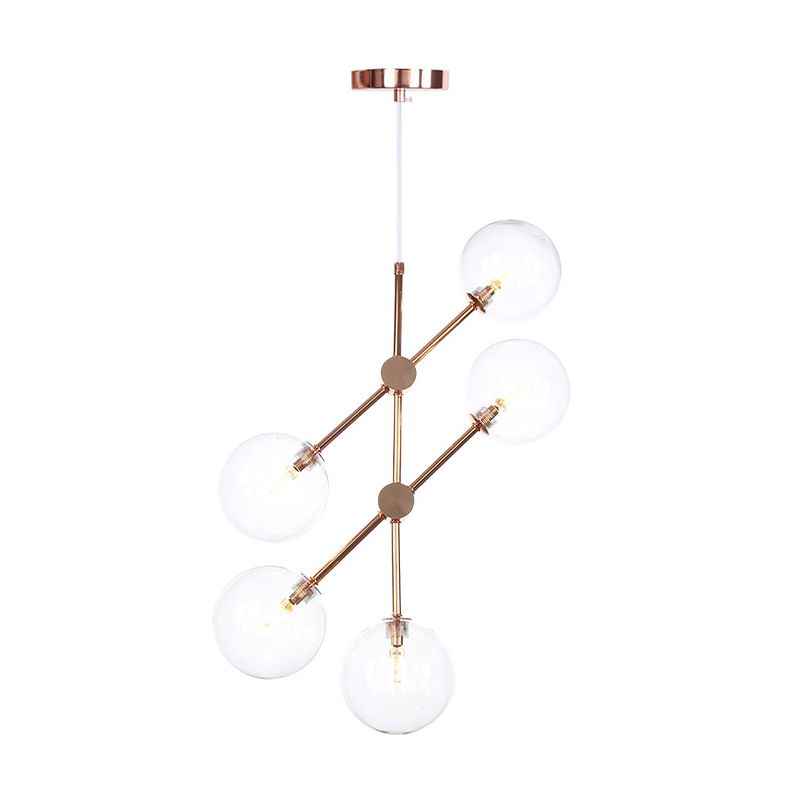 Sferische woonkamer hangende kroonluchter rookgrijs/wit/helder glas 3/5 lichten minimalistische hanglamp
