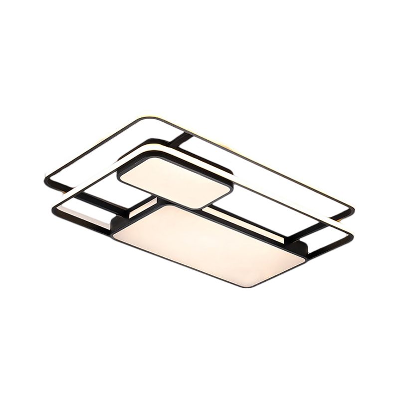 White/Black Rectangle Ceiling Flush Modernism LED Metallic Flush Lighting in White/Warm Light for Drawing Room