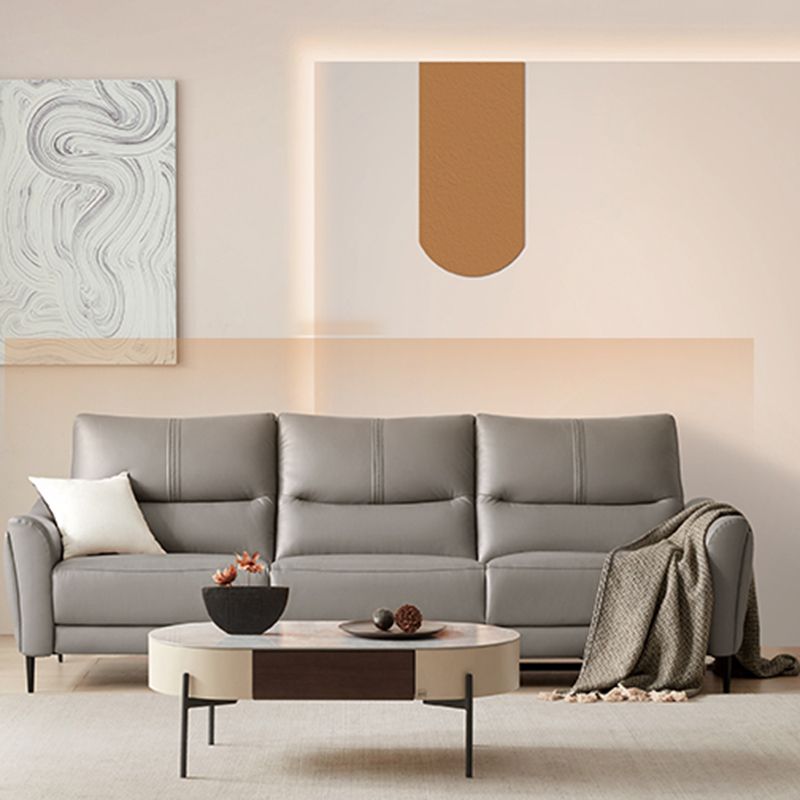 Genuine Leather Flared Arm Sectional -Contemporary Power Recliner Sectional Couch