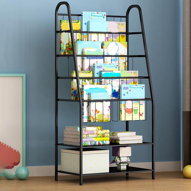 Scandinavian Ladder Bookcase Metal Open Back Bookshelf with Shelves