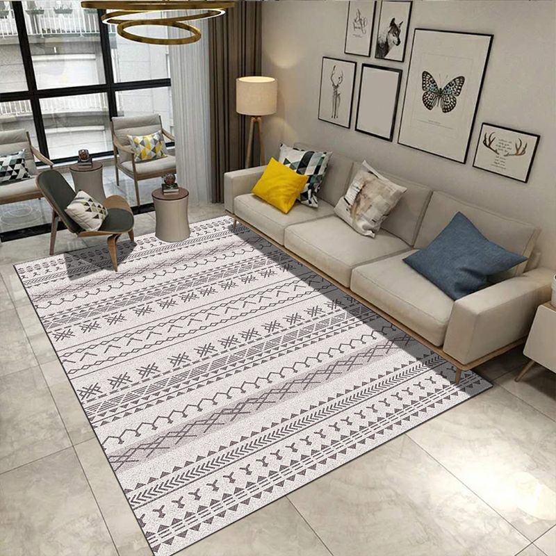 Minimalistic Living Room Rug Multicolor Geometric Line Print Rug Polypropylene Stain Resistant Anti-Slip Pet Friendly Rug