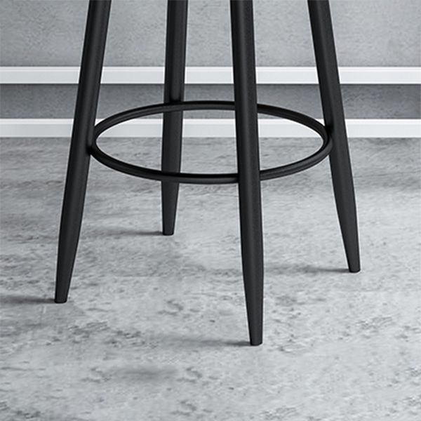 Scandinavian Metal Stool Velvet Upholstered Counter Stool in Matte Finish for Indoor