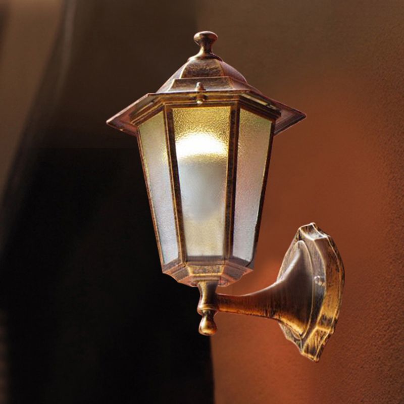 Single-Bulb Wall SCONCE Vintage aluminium lantaarn Wall gemonteerde verlichting voor tuin