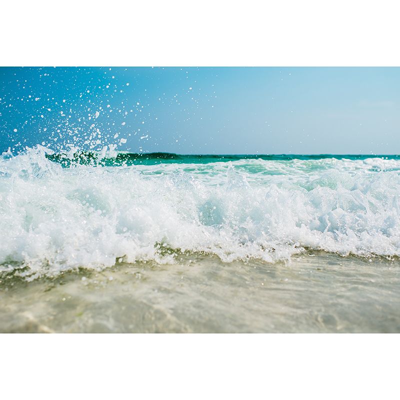 Tropical Style Blue Sandy Beach Wall Covering Waterproofing, Made to Measure