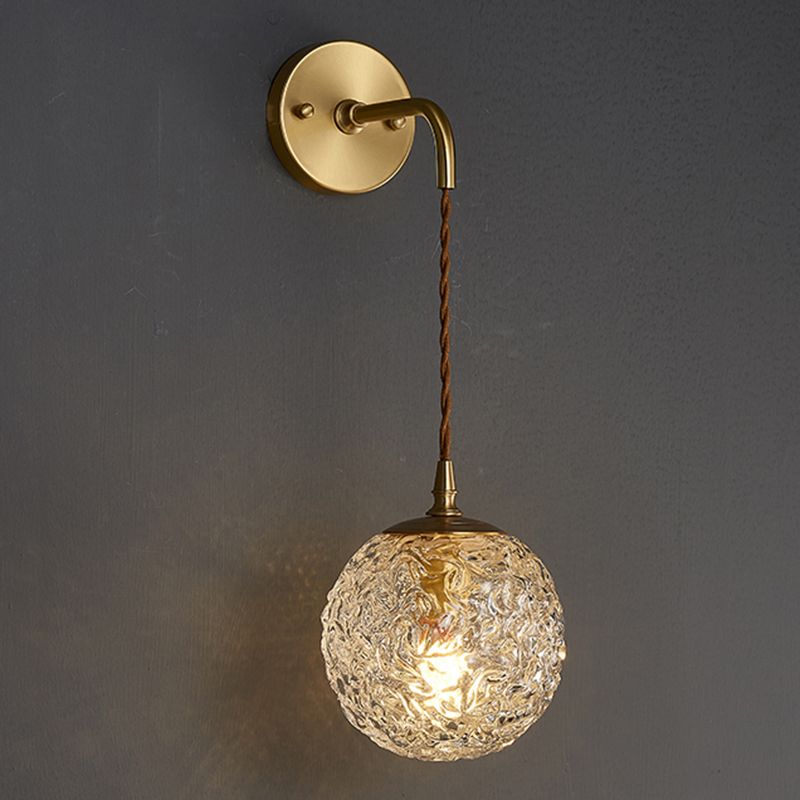 Lámpara de pared colgante de globos de bronce en un estilo de pared de cobre moderno estilo creativo con sombra de vidrio