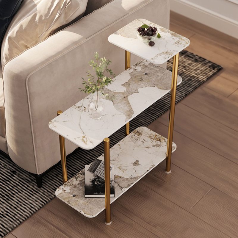 Contemporary Rectangular Side Table Slate Top 4 Legs End Table