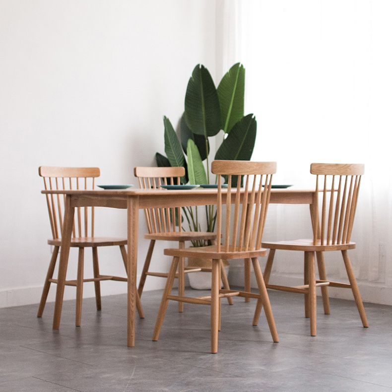 Table rectangulaire en bois de chêne, Table de salle à manger moderne avec 4 pieds pour Restaurant