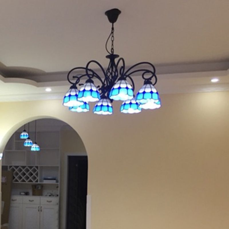 Lumo floreale vintage Luce artigianale in vetro artigianale per la sala