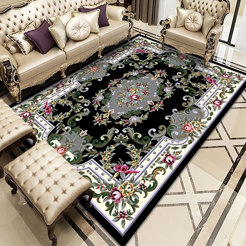 Minimalist Carpet Medallion Printed Antique Carpet Polyester Area Rug with Non-Slip Backing
