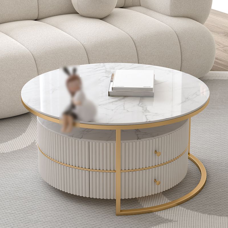 Round Nesting Coffee Table Set Frame Coffee Table with Storage