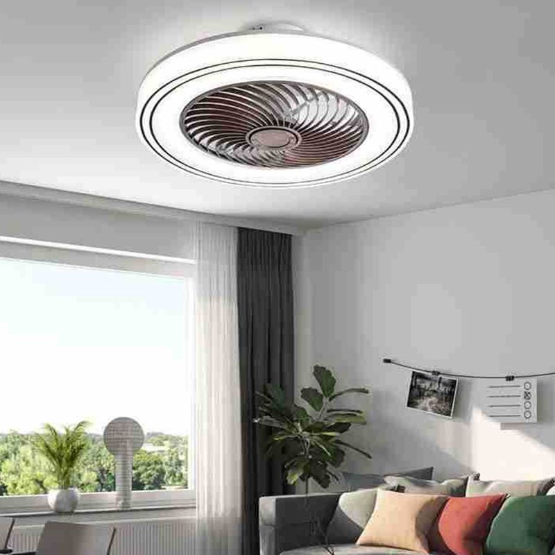 Kreisförmige Kinderschlafzimmer Deckenventilator Beleuchtung Acryl -Makkaron -LED Semi Flush Mount