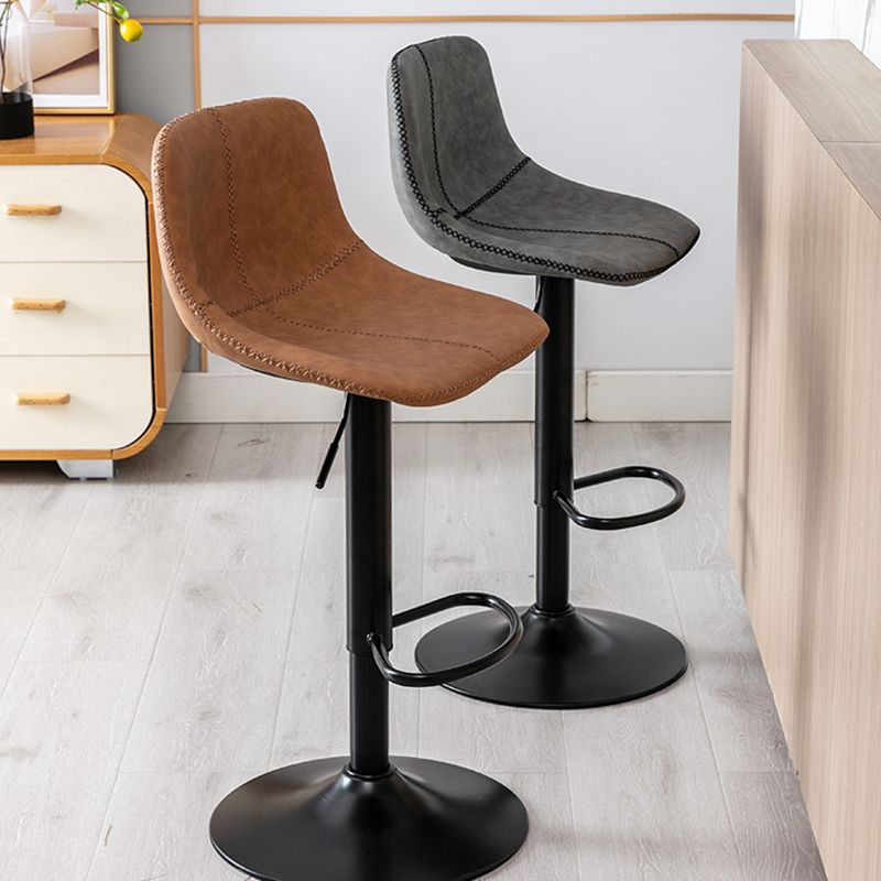 Modern Leather Adjustable Height Barstool Indoor Bar Stool with Low Back