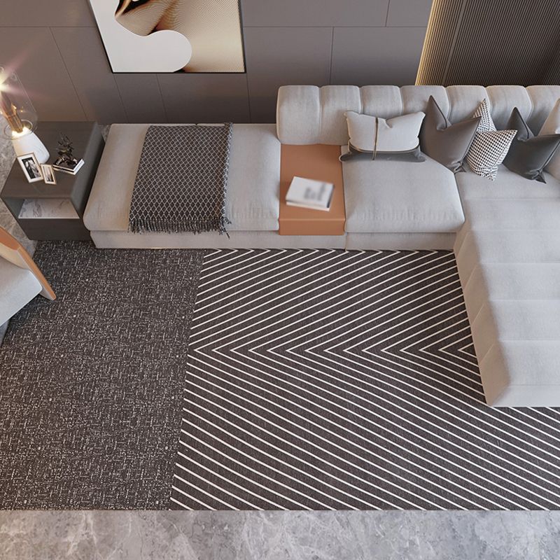 Contemporary Striped Pattern Rug Black and Grey Polyester Carpet Anti-Slip Pet Friendly Washable Rug for Home