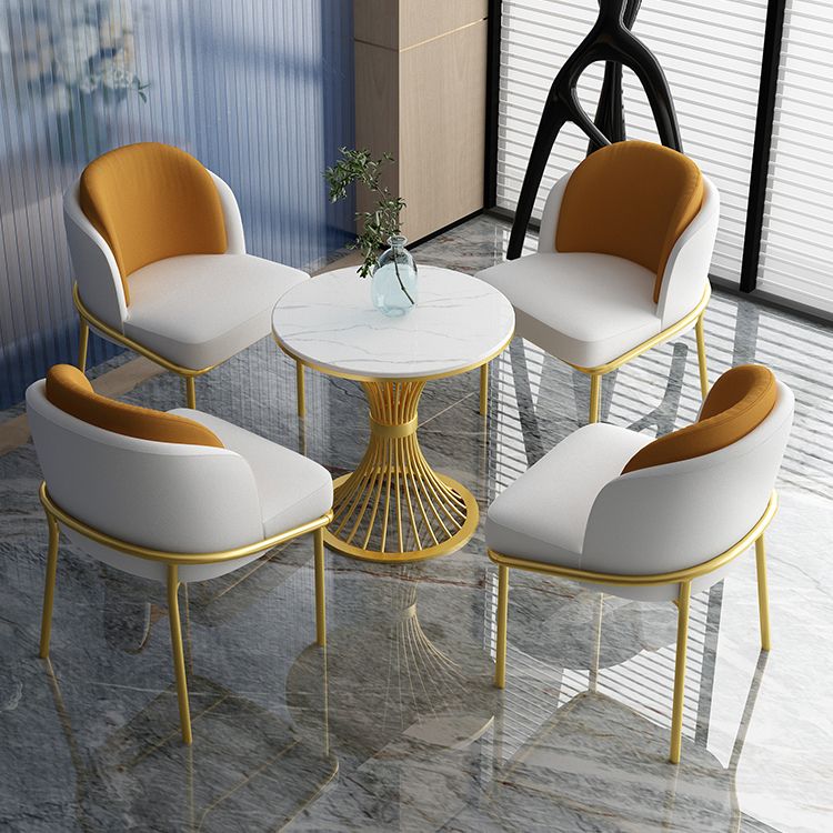 Mesa de comedor redonda de lujo tradicional mesa de comedor de piedra sinterizada con base de pedestal