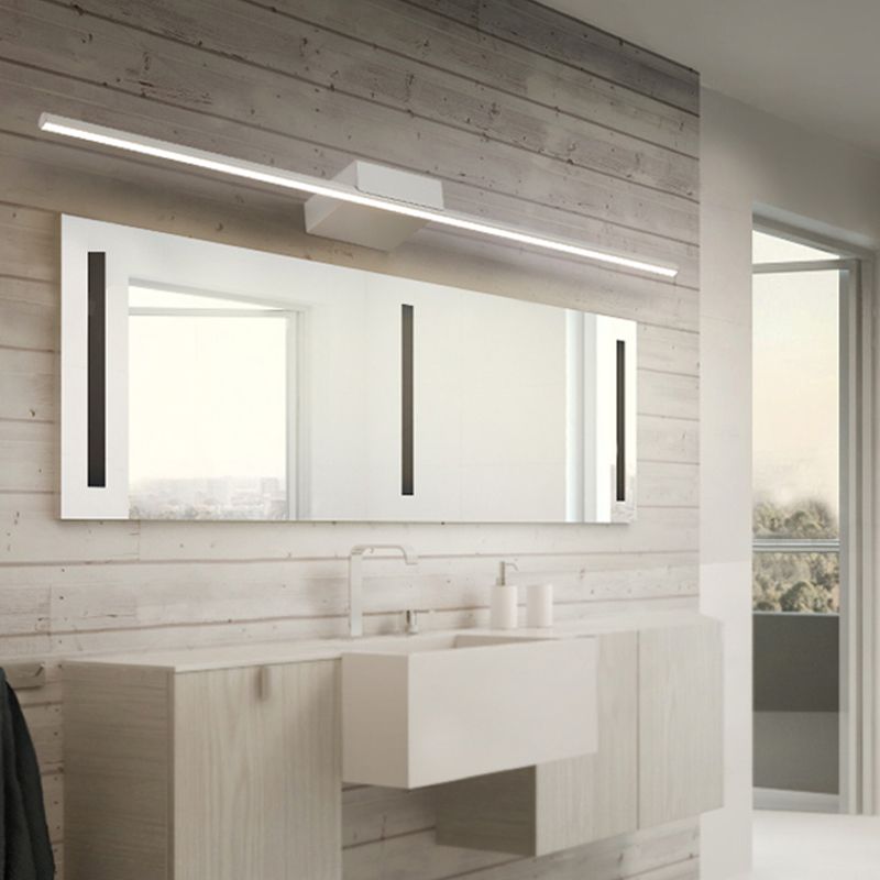 1 Light Metal Linear Mirror Wall Lighting Modern Style Wall Mounted Light Fixture in White