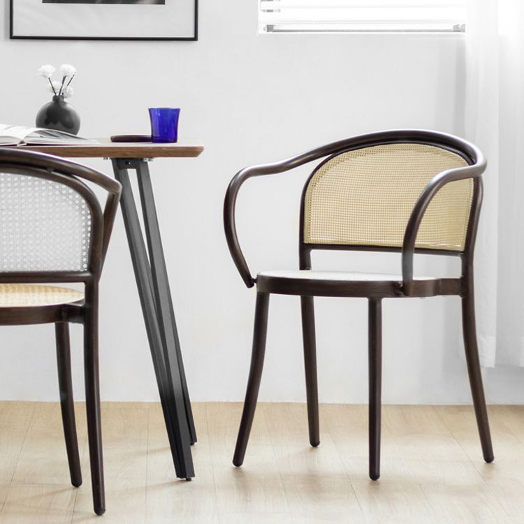 Modern Style Chairs Dining Stackable Arm Chair with Wooden Legs for Kitchen