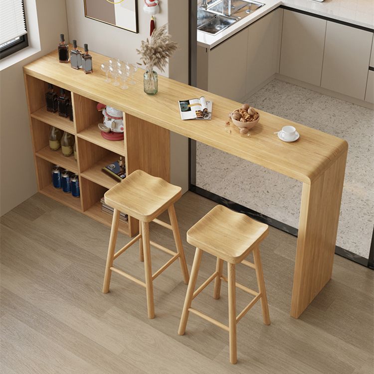 Modern Rectangle Bar Table Set 1/3 Pcs Brown Wooden Bar Table Set