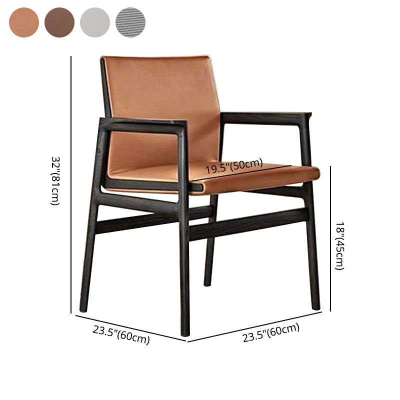 Traditional Style Ash Wood Chairs Solid Back Arm Dining Room Chair Set