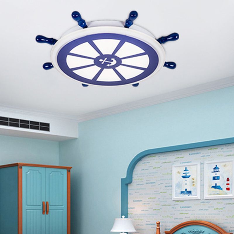 Plafonnier LED circulaire créatif pour enfants, montage encastré avec barre en bois et abat-jour en acrylique
