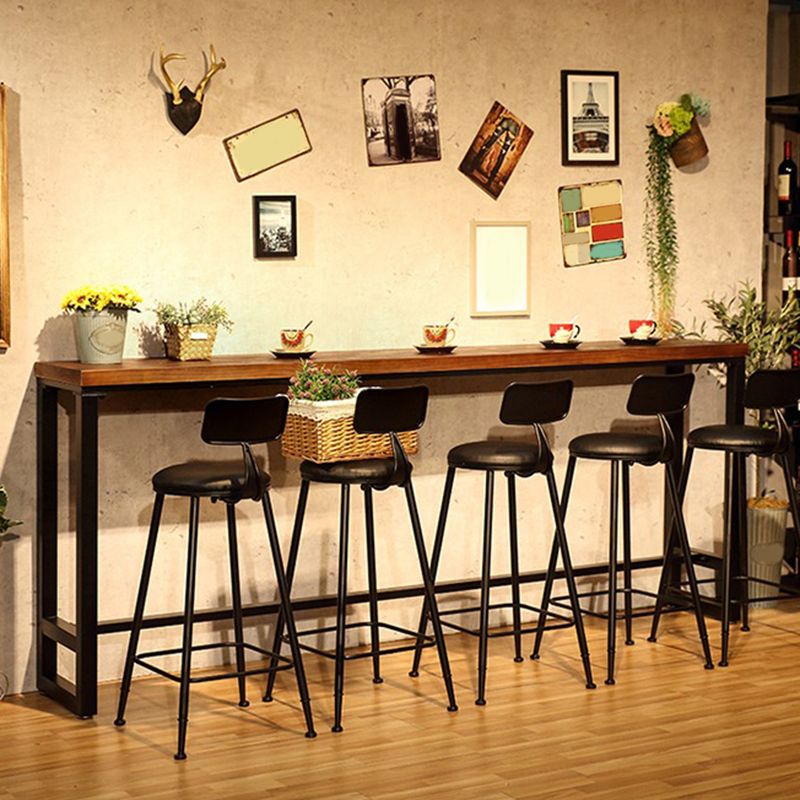 Industrial Solid Wood Bar Table Trestle Base Dining Table for Bistro