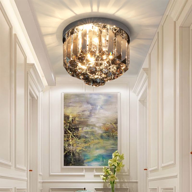 Klar/Rauchgrau/Cognac-Kristall, runde Mini-Einbauleuchte, einfache 2-Licht-Korridor-Deckenleuchte