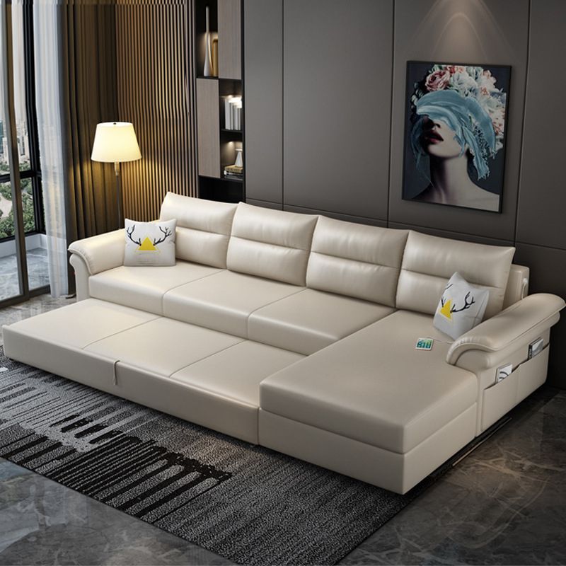 Cushion Back Storage Stain-Resistant Manual Reclining Faux Leather Sectional Sofa Set