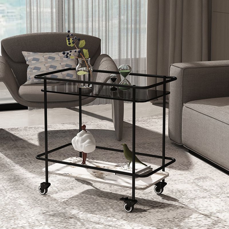 23.62" Tall 4 Legs Side Table Modernistic Metal Side End Snack Table