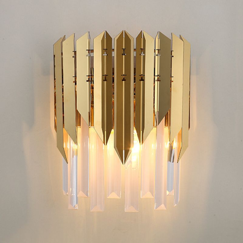 Modern Style Wall Light Gold 14" High Wall Sconce with Crystal for Living Room