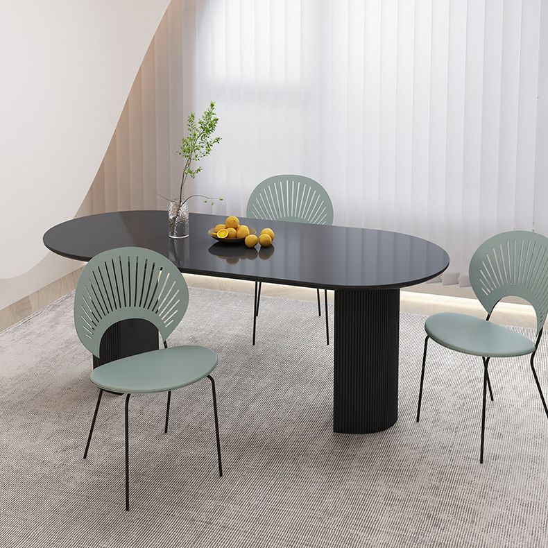 Stone Top Dining Table Contemporary Oval Table with Sled Base