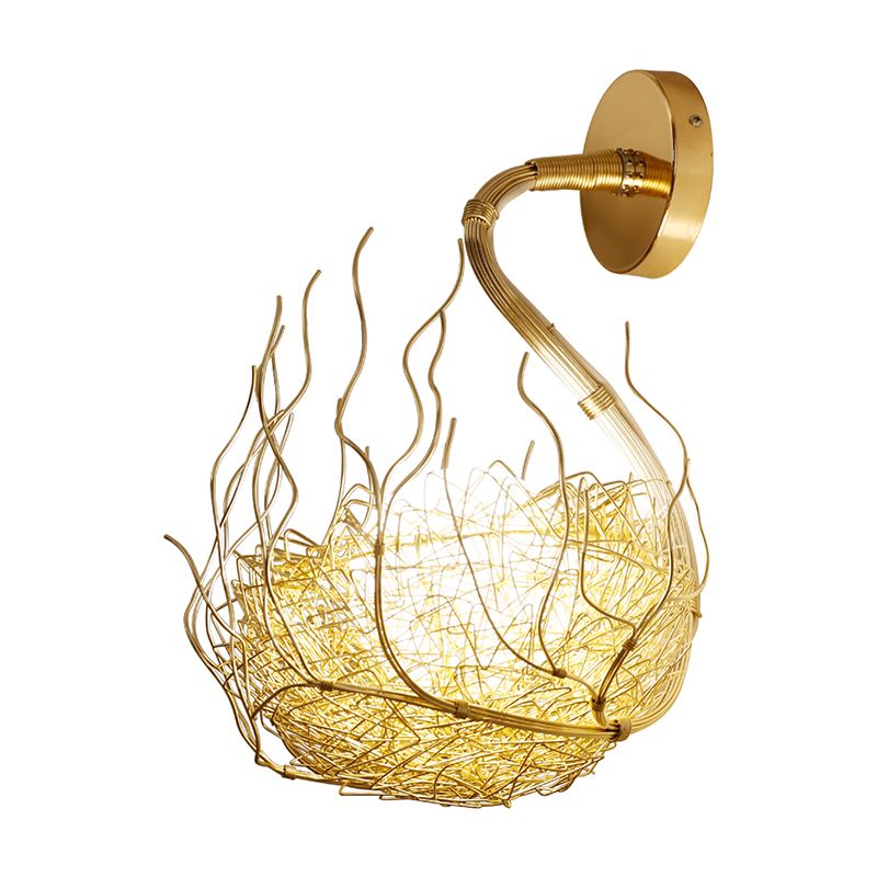 Globe Glass Wand Licht armatuur met gouden nestontwerp Postmodern 1 licht SCONCE LICHT, 8,5 "/10" breed