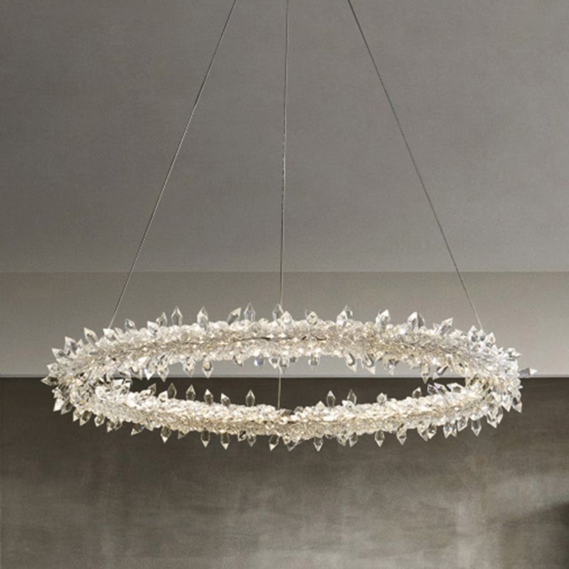 Ring Modern Chandeliers K9 Crystal LED Chandelier Lighting Fixtures for Living Room