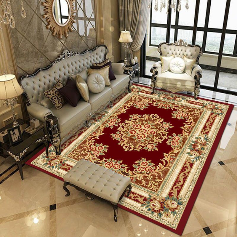 European Indoor Rug Modern Medallion Pattern Area Rug Washable Carpet with Non-Slip Backing