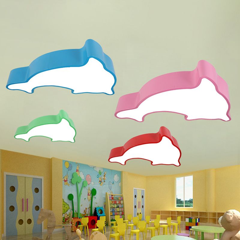 Plafonnier LED en forme de dauphin, luminaire minimaliste en acrylique, luminaire de plafond, idéal pour la maternelle