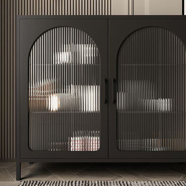 Glam Style Buffet Server Glass 2 Door 38-inch Height Dining Server for Living Room