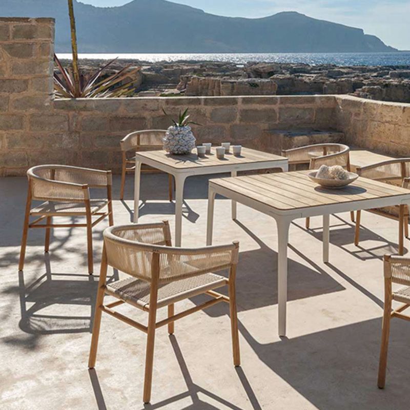 Tropical Outdoor Bistro Chairs with Arm and Brone Back Dining Side Chair Set of 2/4/6/8