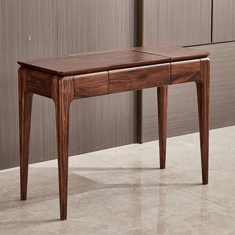 2 Drawer & Jewelry Vanity Desk Brown Wood Makeup Vanity Desk
